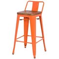 New Pacific Direct New Pacific Direct 938537-O Metropolis Low Back Bar Stool Wood Seat; Orange - Set of 4 938537-O